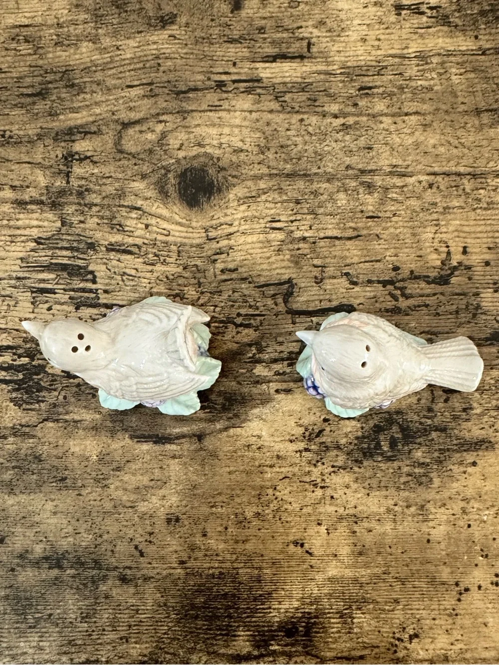 Vintage Bird Salt & Pepper Shakers | Porcelain Floral Berry